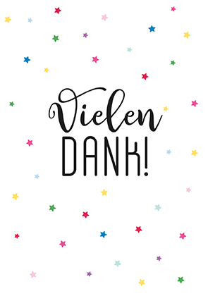 Postkarte - La Card - Dank, Sterne bunt