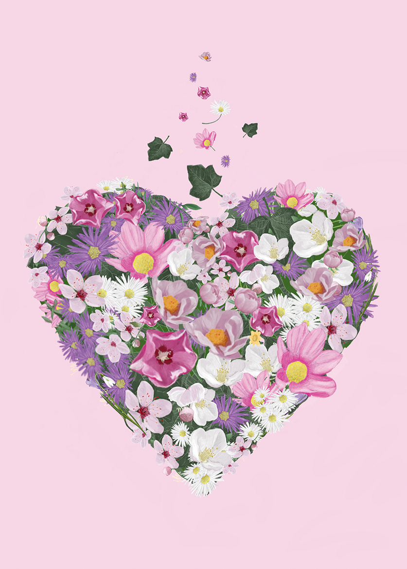 *PK - m-illu Save the bees Blumenherz rosa