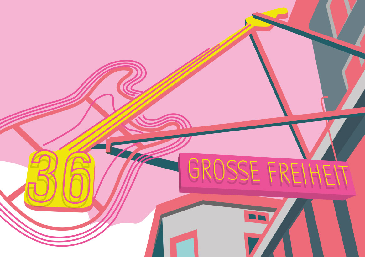 Postkarte -Bon Voyage- Grosse Freiheit, Hamburg