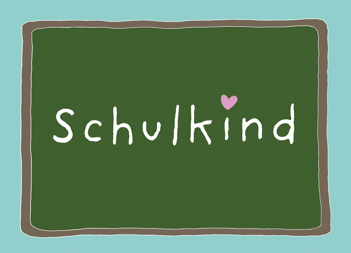 Postcard - m-illu - Blackboard Schulkind