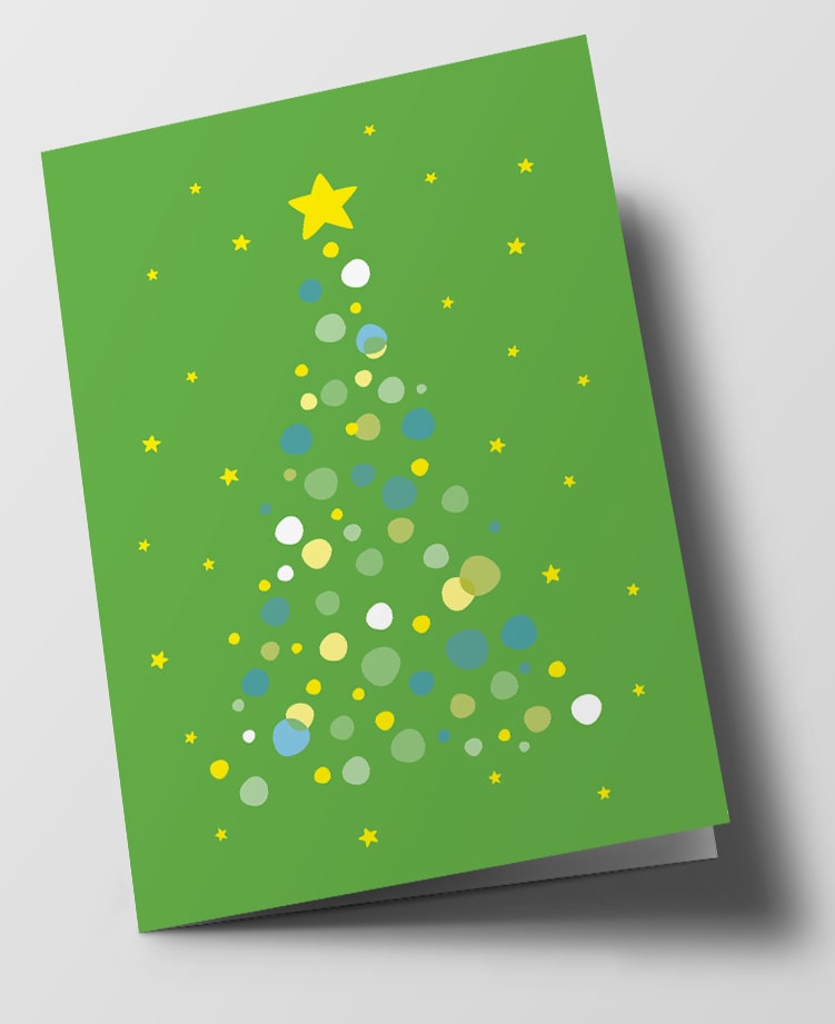 Klappkarte C6 - nola - green dots tree