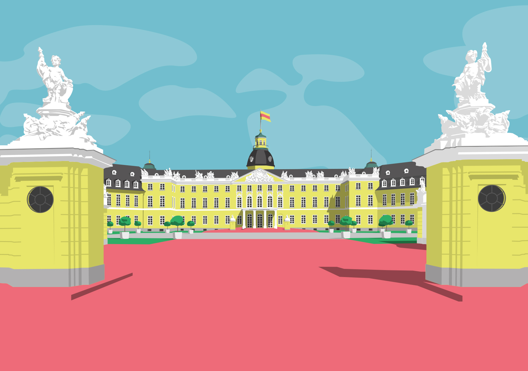 Postcard - Bon Voyage - Schloss Karlsruhe