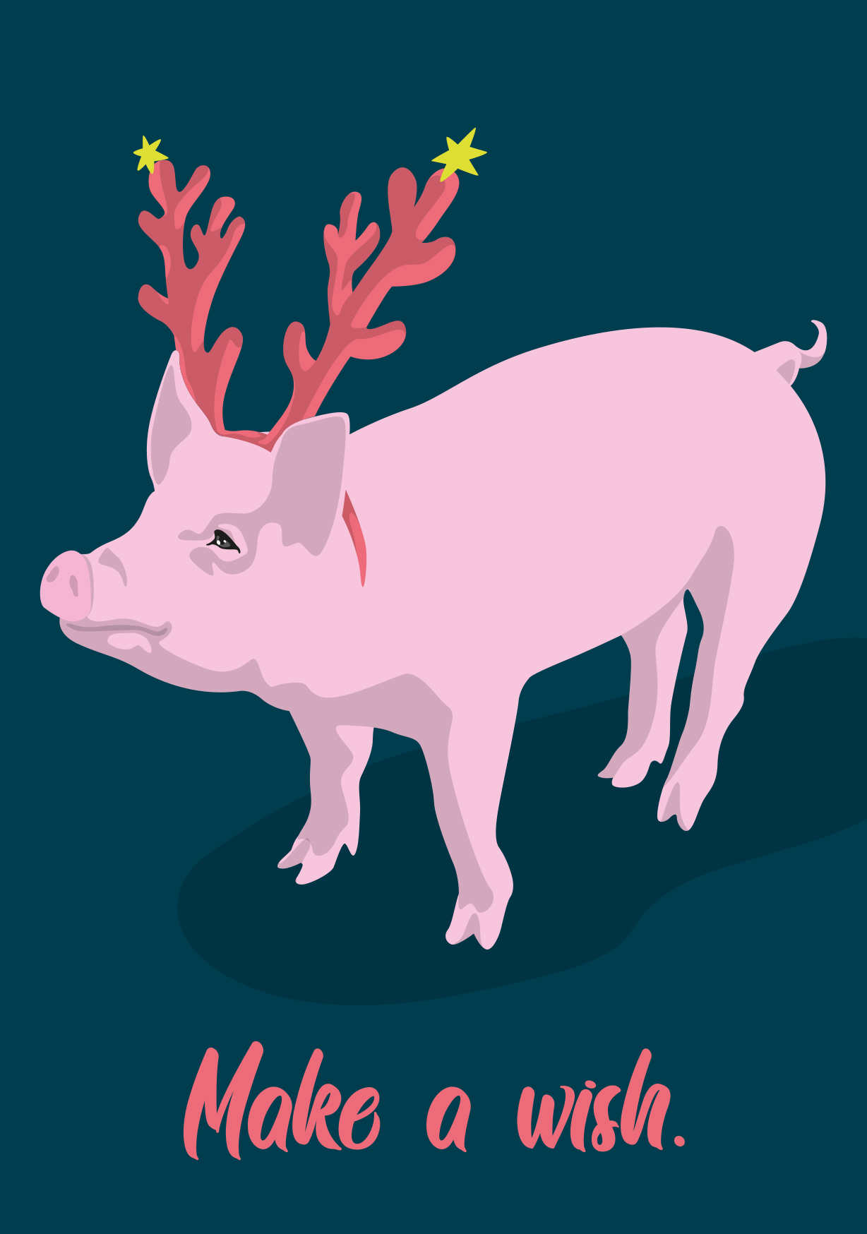 Postcard - luminous - Pig