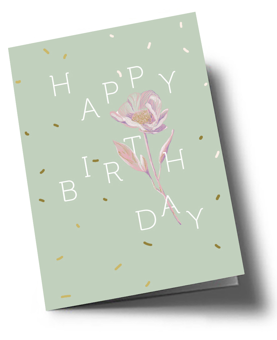 Klappkarte C6 - Typoesie - Birthday Flower