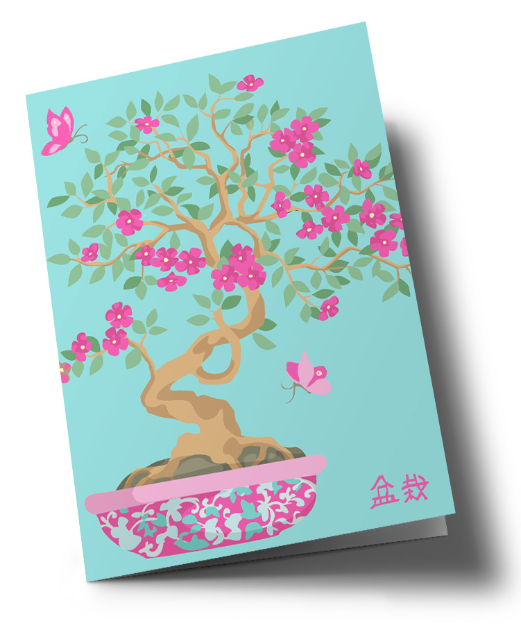 Klappkarte C6 - Happiness - Bonsai