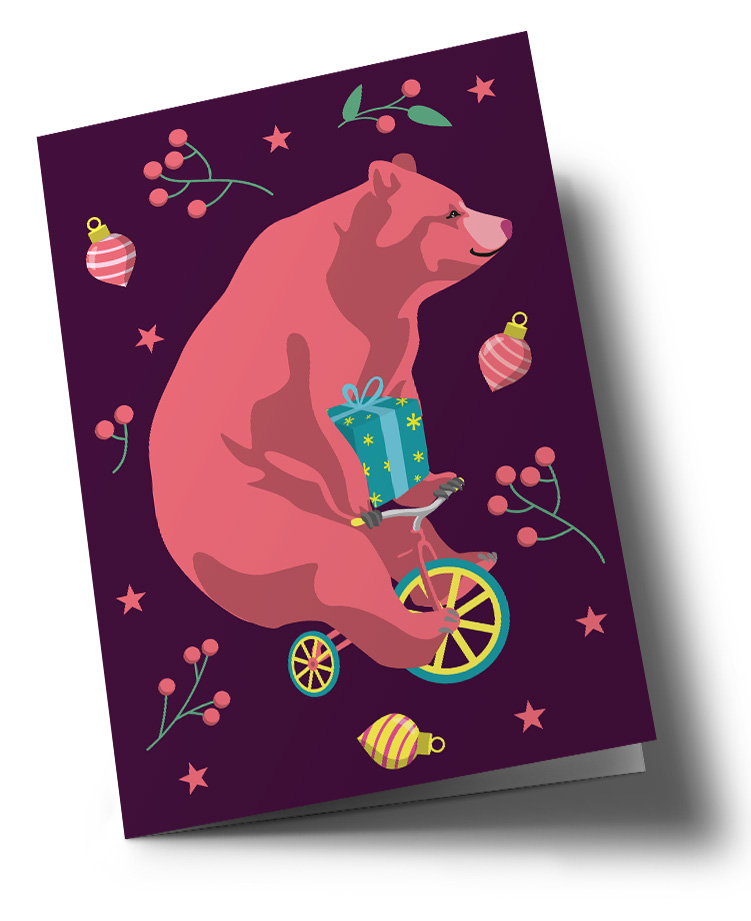 Klappkarte C6 - Happiness - Bear X-Mas