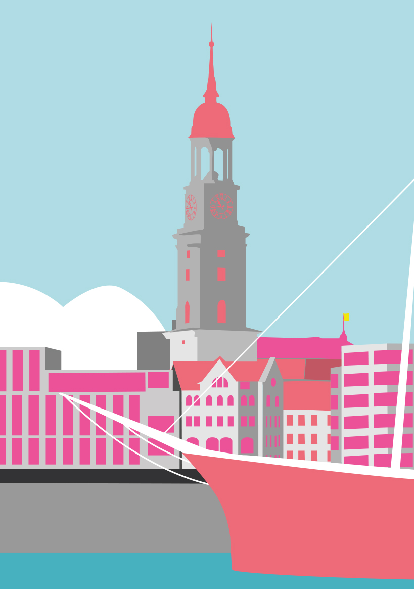 Postkarte -Bon Voyage- St. Michaelis, Hamburg