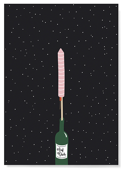 Postkarte - familytree - Rakete