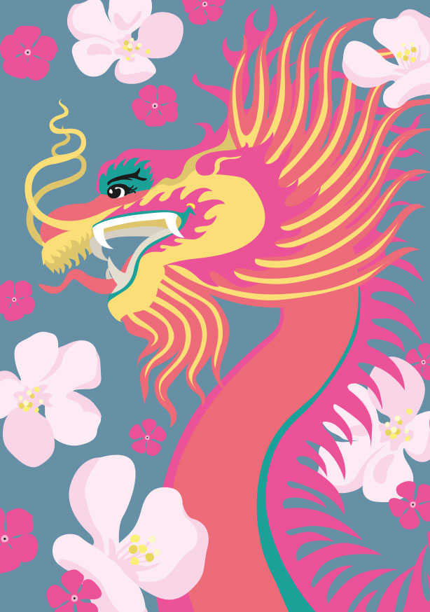 Postcard - happiness - Dragon