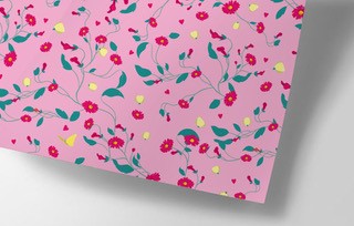 *Geschenkpapier - crissXcross - Pink flower meadow
