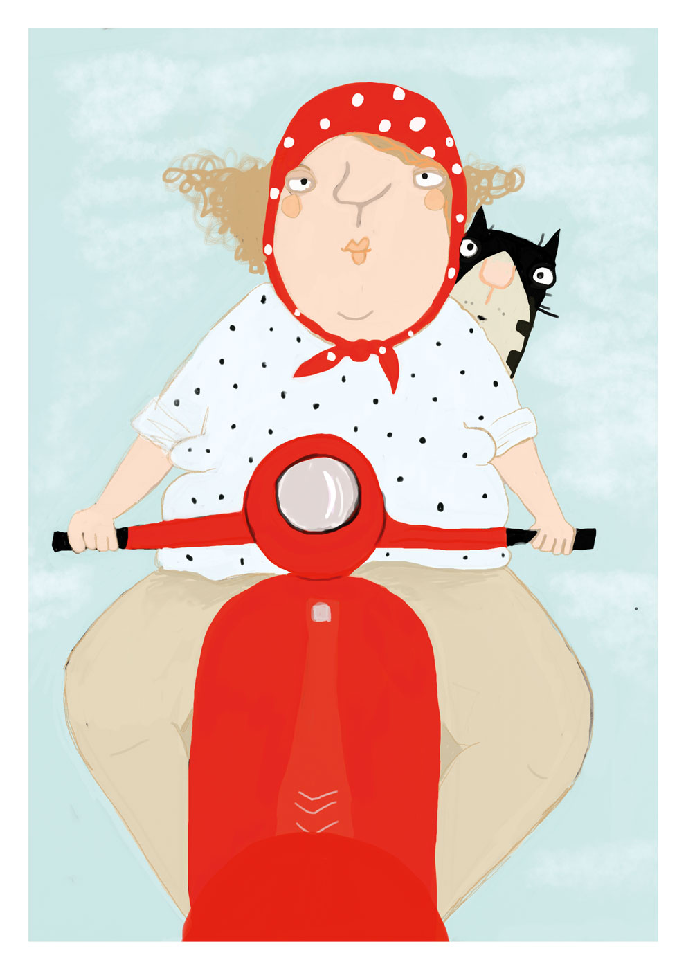 Postkarte - kittiekatstudio - vespa