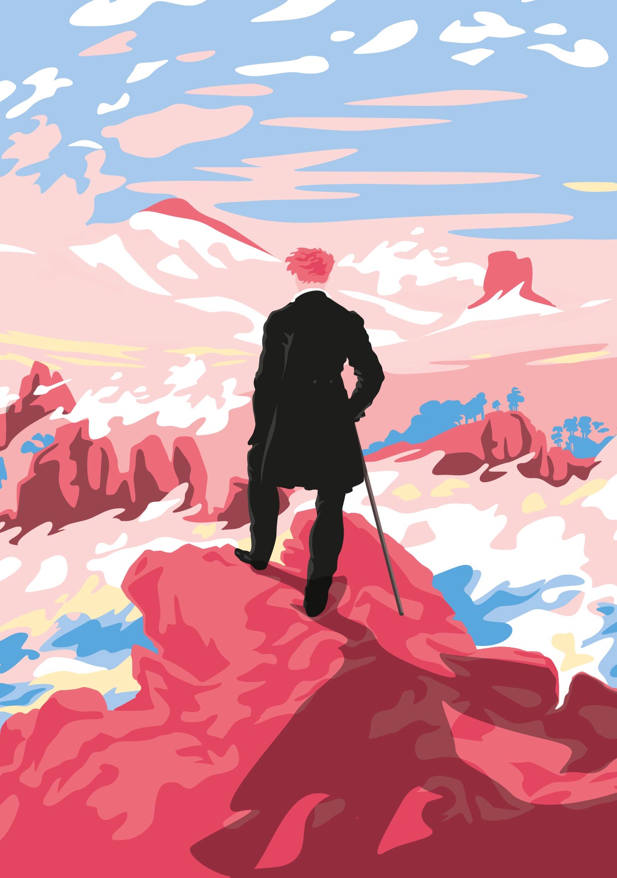 Postcard - Museum Art - Wanderer über dem Nebelmeer, C. D. Friedrich